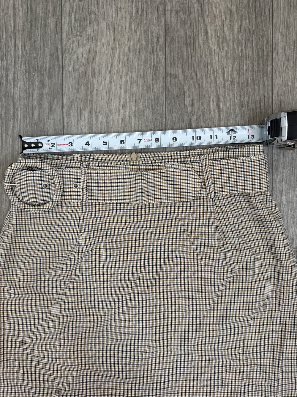 Charlie Holiday Femi Plaid Belted Mini Skirt Size 6 Tan Brown Preppy Academia - Picture 6 of 7